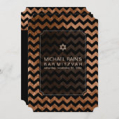 PixDezinesフォイルフェイク/シェブロンバー(ユダヤ教の)バル・ミツバー 招待状 (正面/裏面)