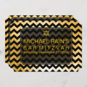 PixDezinesフォイルフェイク/シェブロンバー(ユダヤ教の)バル・ミツバー 招待状 (正面/裏面)