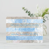 PixDezinesフォイルフェイク/シルバーストライプバー(ユダヤ教の)バル・ミツバー 招待状 (スタンド正面)