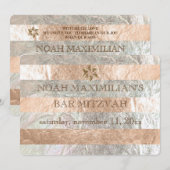 PixDezinesフォイルフェイク/シルバーストライプバー（ユダヤ教の）バル・ミツバー 招待状 (正面/裏面)