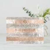 PixDezinesフォイルフェイク/シルバーストライプバー（ユダヤ教の）バル・ミツバー 招待状 (スタンド正面)