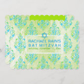 PixDezinesフォイルフェイク/チュニス・ダマスクバルミツワー 招待状 (正面/裏面)