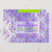 PixDezinesフォイルフェイク/チュニス・ダマスクバルミツワー 招待状 (正面/裏面)