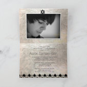 PixDezinesフォトスタイリッシュバー(ユダヤ教の)バル・ミツバーフェイク/フォイル 招待状 (内部)