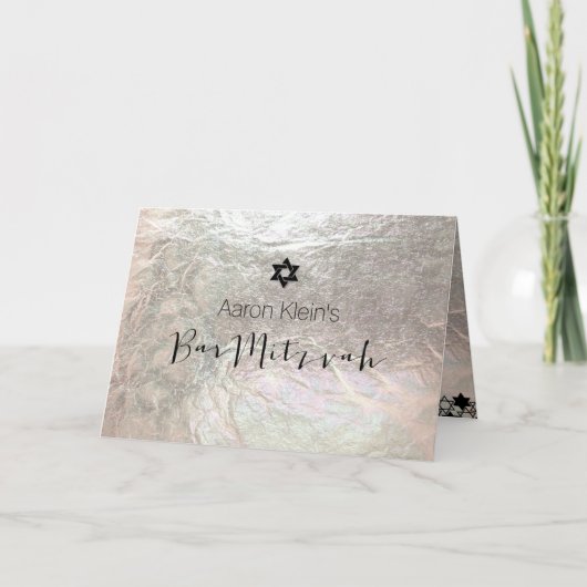 PixDezinesフォトスタイリッシュバー（ユダヤ教の）バル・ミツバーフェイク/フォイル 招待状 (正面)