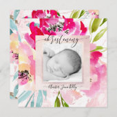 PixDezinesフォト《キリスト教》洗礼式や命名式水彩花 招待状 (正面/裏面)