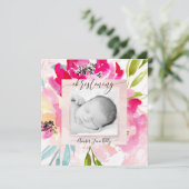 PixDezinesフォト《キリスト教》洗礼式や命名式水彩花 招待状 (スタンド正面)