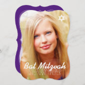 PixDezinesフォト（ユダヤ教の）バル・ミツバー/ディーカラー 招待状 (正面/裏面)