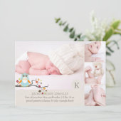 PixDezinesフクロウ·写真テンプレートの誕生のアナウンス 案内状 (スタンド正面)