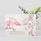 PixDezinesフクロウ·写真テンプレートの誕生のアナウンス 案内状 (スタンド正面)