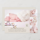 PixDezinesフクロウ·写真テンプレートの誕生のアナウンス 案内状 (正面/裏面)