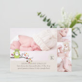 PixDezinesフクロウ·写真テンプレートの誕生のアナウンス 案内状 (スタンド正面)