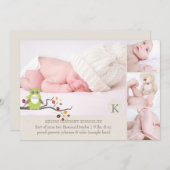 PixDezinesフクロウ·写真テンプレートの誕生のアナウンス 案内状 (正面/裏面)