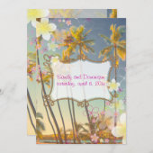 PixDezinesフラの夢/プルメリア/ビーチ/熱帯 招待状 (正面/裏面)