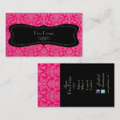 PixDezinesフローラのダマスク/diyカラー/ホットピンク/ブラック 名刺 (正面/裏面)
