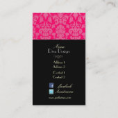 PixDezinesフローラのダマスク/diyカラー/ホットピンク/ブラック 名刺 (裏面)