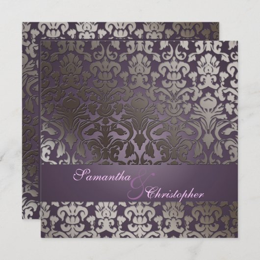 PixDezinesフローラのダマスク/diyバックグラウンド 招待状 (正面/裏面)