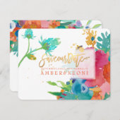 PixDezinesフローラの水彩画/パンジー救ズ/私たちの日付 セーブザデート (正面/裏面)