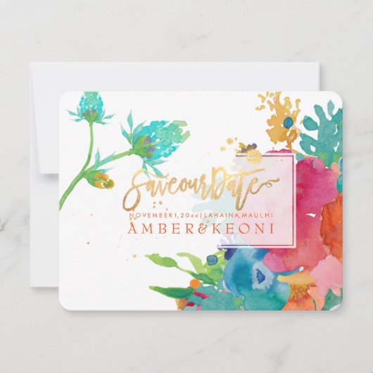 PixDezinesフローラの水彩画/パンジー救ズ/私たちの日付 セーブザデート (正面)