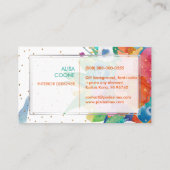 PixDezinesフローラの水彩画/パンジー/金ゴールドスペック 名刺 (裏面)