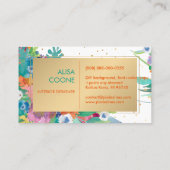 PixDezinesフローラの水彩画/パンジー/金ゴールドスペック 名刺 (裏面)