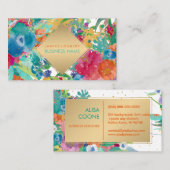 PixDezinesフローラの水彩画/パンジー/金ゴールドスペック 名刺 (正面/裏面)