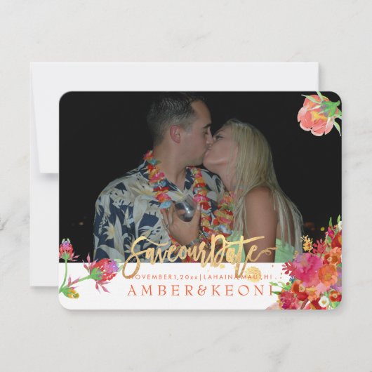 PixDezinesフローラの水彩画/牡丹救/私たちの日付 セーブザデート (正面)