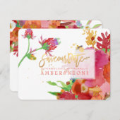 PixDezinesフローラの水彩画/牡丹救/私たちの日付 セーブザデート (正面/裏面)