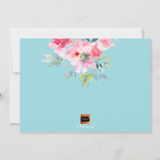 PixDezinesフローラウォーター色バルミツワーグラデーション、 招待状 (裏面)