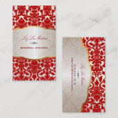 PixDezinesフローラダマスク/赤 名刺 (正面/裏面)