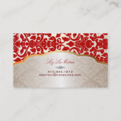 PixDezinesフローラダマスク/赤 名刺 (裏面)