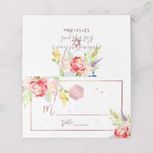 PixDezinesフローラ水の色バルミツワー，牡丹 プレイスカード (外部開封)