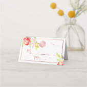 PixDezinesフローラ水の色バルミツワー，牡丹 プレイスカード (正面)