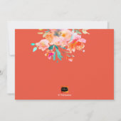 PixDezinesフローラ水カラーバラ（ユダヤ教の）バル・ミツバーKidush 招待状 (裏面)