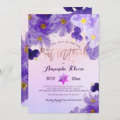 PixDezinesフローラ水彩カラーバルミツワー 招待状 (正面/裏面)