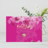 PixDezinesフローラ水彩バルミツワー 招待状 (スタンド正面)