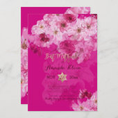 PixDezinesフローラ水彩バルミツワー 招待状 (正面/裏面)