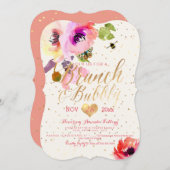 PixDezinesフローラ水彩ブランチ+バブリー 招待状 (正面/裏面)