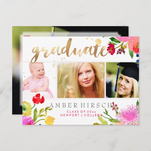 PixDezinesフローラ水彩大学院の写真 案内ポストカード (正面/裏面)