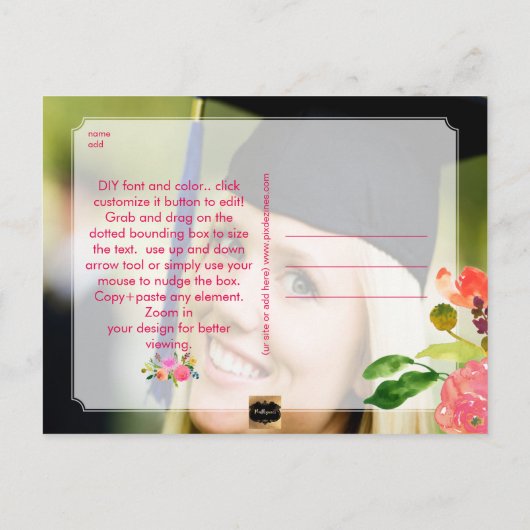 PixDezinesフローラ水彩大学院の写真 案内ポストカード (裏面)