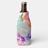 PixDezinesフローラ水彩色/DIY背景 ボトルクーラー (ボトル正面)