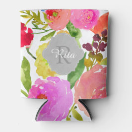 PixDezinesフローラ水彩色/DIY背景 缶クーラー