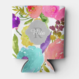 PixDezinesフローラ水彩色/DIY背景 缶クーラー