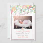 PixDezinesフローラ水彩誕生のお知らせ 招待状 (正面)