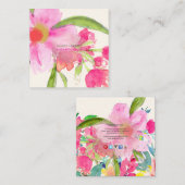 PixDezinesフローラ水彩/メイ花 スクエア名刺 (正面/裏面)