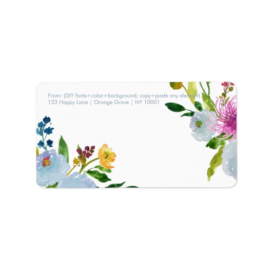 PixDezinesフローラ水彩/ランヌクルス/青 ラベル (正面)