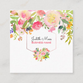 PixDezinesフローラ水彩/春ブーケ スクエア名刺