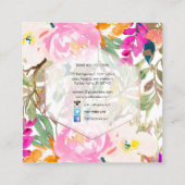 PixDezinesフローラ水彩/春ブーケ スクエア名刺 (裏面)