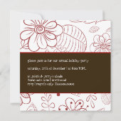 PixDezinesフローラ+シダ、DIY背景/赤 招待状 (裏面)