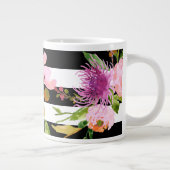 PixDezinesフローラ/水彩画/ランヌカルス/ストライプ ジャンボコーヒーマグカップ (右)